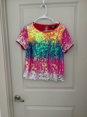 Loretta Multicolor Sequined Tee by Eva Franco Size XS